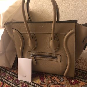Celine Mini Luggage Handbag In Drummed Calfskin